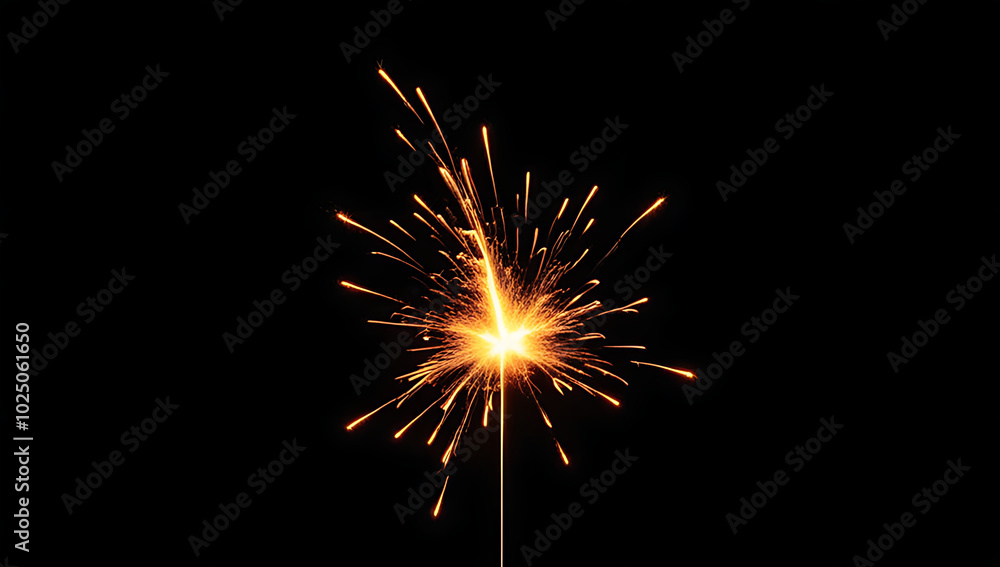 Fototapeta premium fiery particles sparks glowing black background