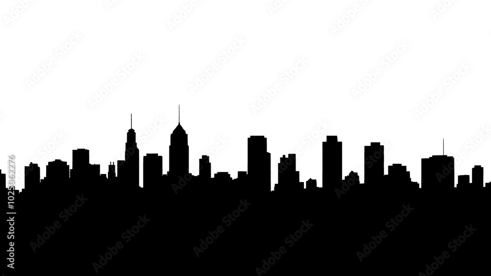 Naklejka premium PNG Cityscape silhouette architecture landscape.