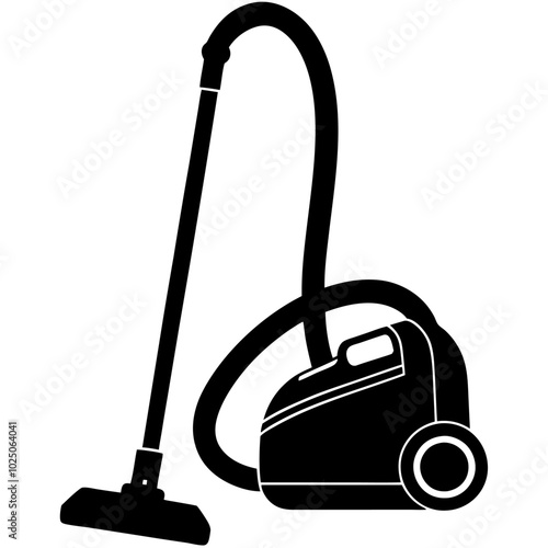 A vacuum cleaner silhouette vector icon illustration on white background.