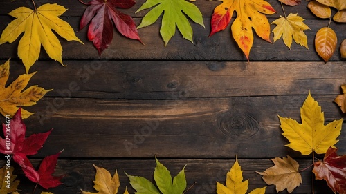 Autumn Background with Beer and Pumpkin on Rustic Wooden Table Top View. photo