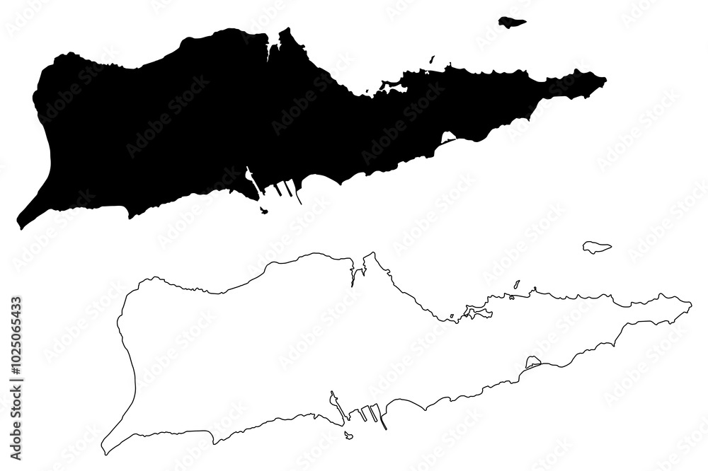 Obraz premium Saint Croix District, United States Virgin Islands (U.S. county, United States of America, USA, U.S., US) map vector illustration, scribble sketch St. Croix Island map