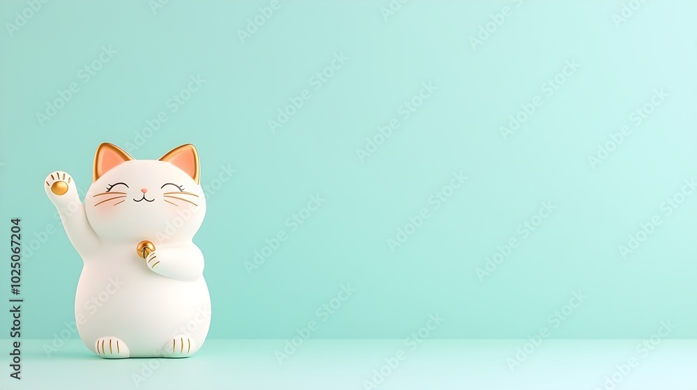 Golden Maneki Neko Waving for Prosperity - Traditional Japanese Lucky Cat Charm at Shop Front Symbol of Good Fortune and Wealth Golden Maneki Neko Waving for Prosperity - Traditional Japanese Lucky Cat Charm at Shop Front Symbol of Good Fortune and Wealth