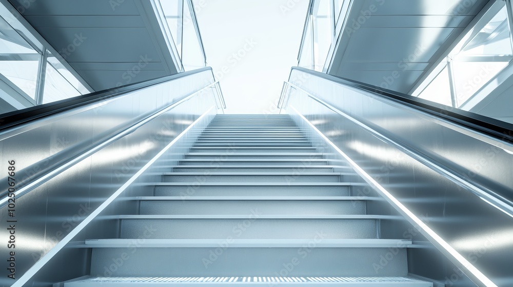 Modern Architecture: Escalator and Stairs in a Contemporary Building Modern Architecture: Escalator and Stairs in a Contemporary Building