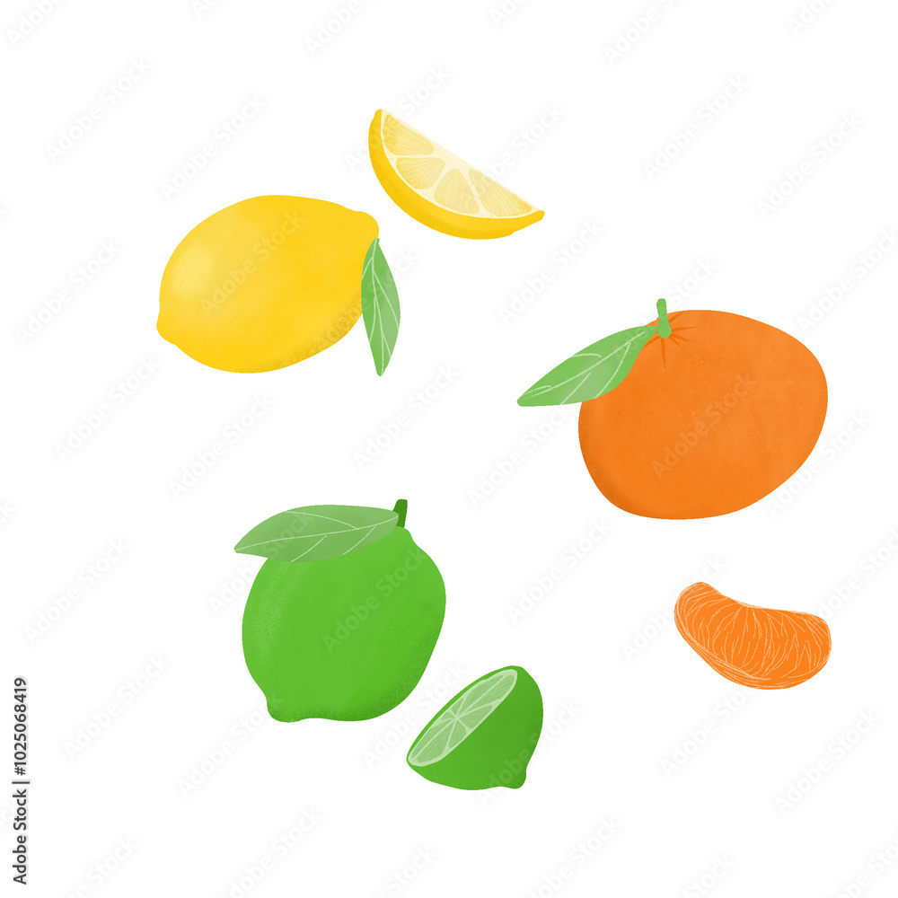 illustration set of citrus fruits illustration set of citrus fruits