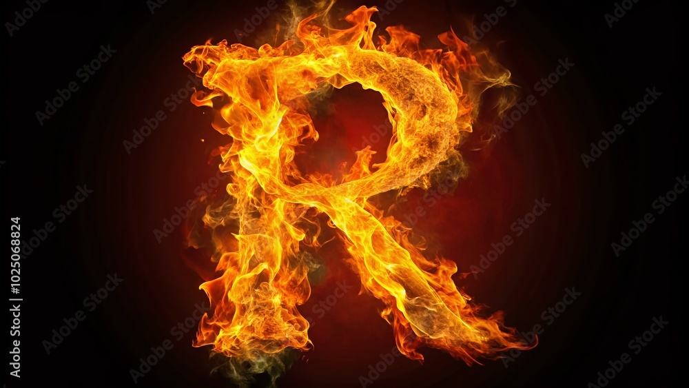 Burning Letter R Text in Fire Glowing Effect for Creative Designs and Backgrounds, Symbolizing Heat and Passion Burning Letter R Text in Fire Glowing Effect for Creative Designs and Backgrounds, Symbolizing Heat and Passion