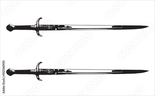 Wallpaper Mural Artistic drawing of Middle Ages knight sword, vector illustration isolated on white background, sketch, logo, comics Torontodigital.ca