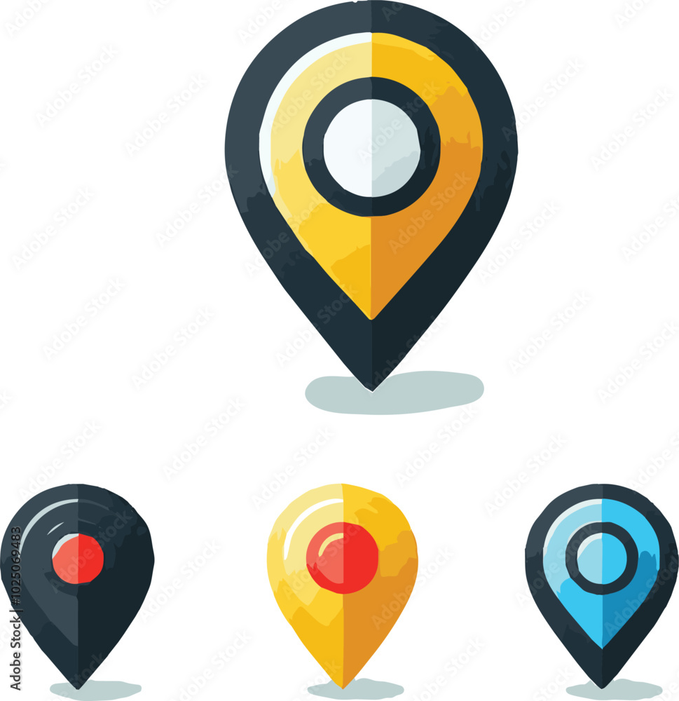 Set of icons for the points marked on the map vector illustration Set of icons for the points marked on the map vector illustration