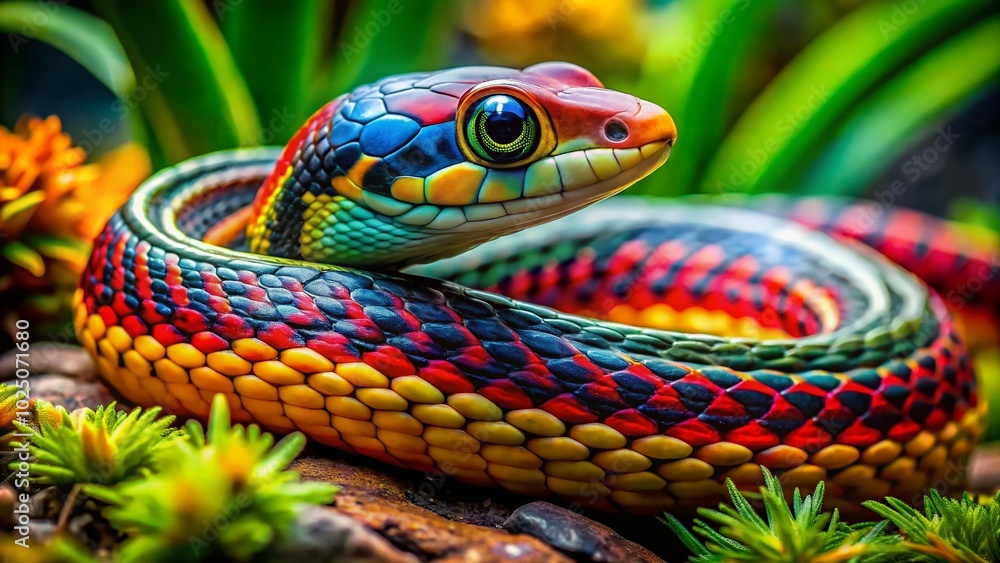 Captivating Image of a Snake in Nature, Showcasing Its Unique Patterns and Colors in a Serene Environment