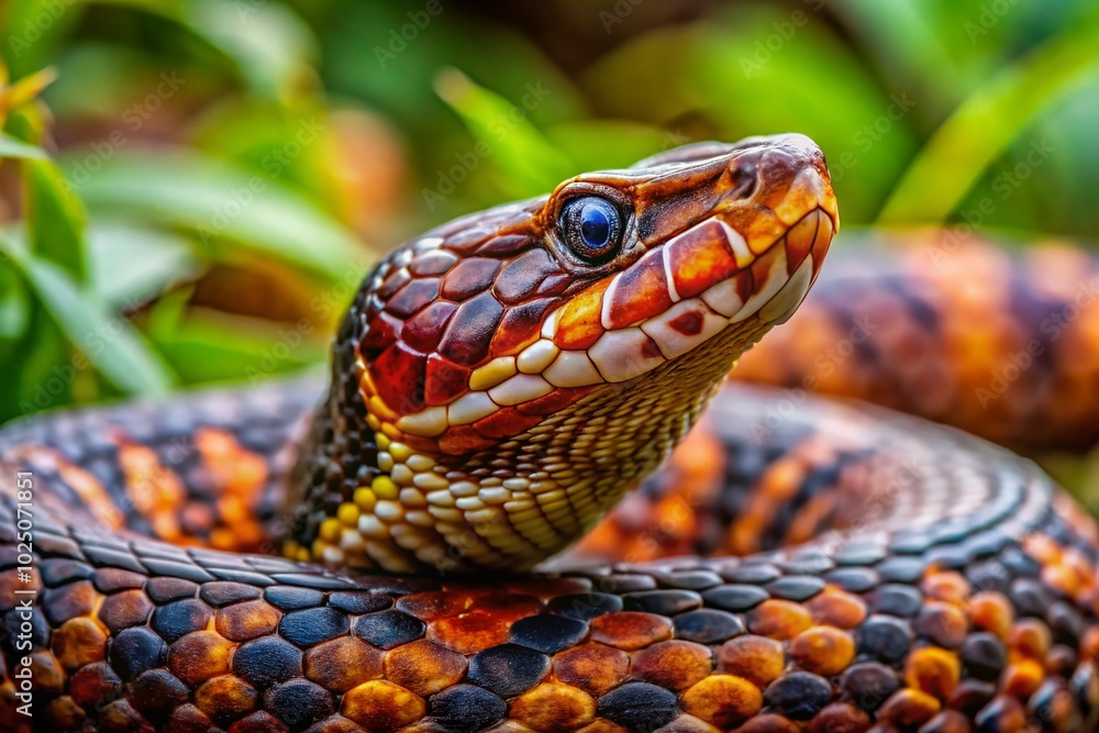 Captivating Juvenile Cottonmouth Snake in Natural Habitat, Showcasing Unique Patterns and Characteristics of This Captivating Juvenile Cottonmouth Snake in Natural Habitat, Showcasing Unique Patterns and Characteristics of This
