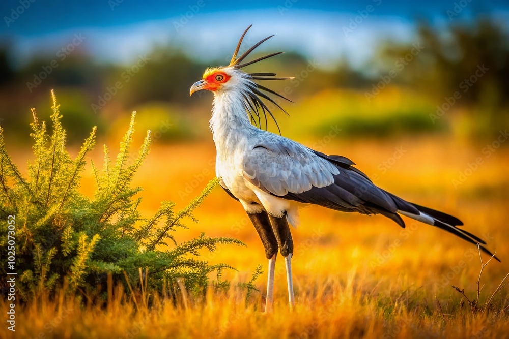 Fototapeta premium Captivating Secretary Bird Images Showcasing Unique Features and Elegant Stance in Natural Habitats Across Africa