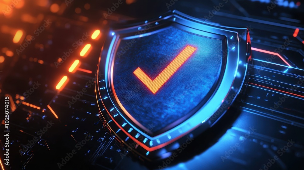 Single shield icon with a checkmark, representing security and protection. Single shield icon with a checkmark, representing security and protection.