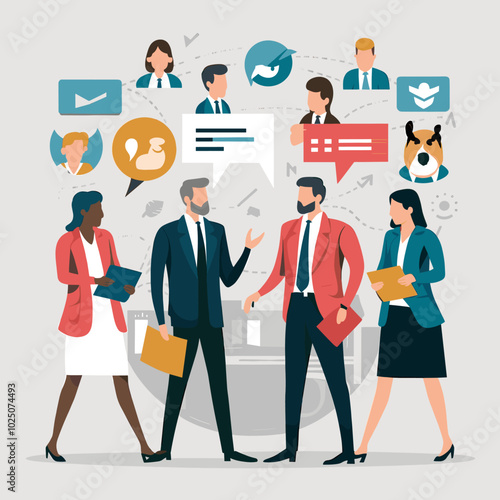 Executive Assistants Managing Executive Communications, Vector Illustration