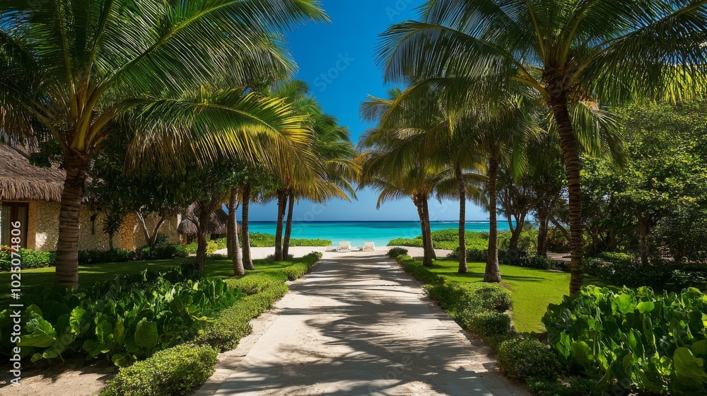 Palm Trees Framing a View of the Beach and Ocean Palm Trees Framing a View of the Beach and Ocean