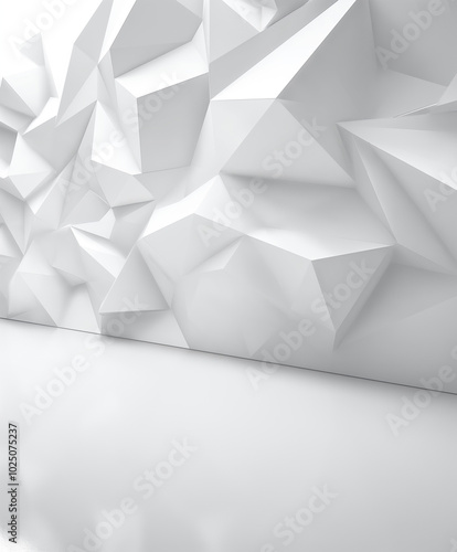 3D abstract white room with sharp geometric shapes photo