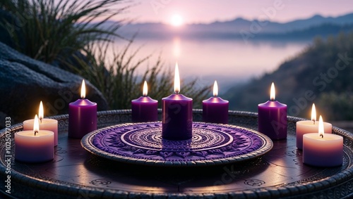 Crown Chakra Activation with Violet Mandala on Altar