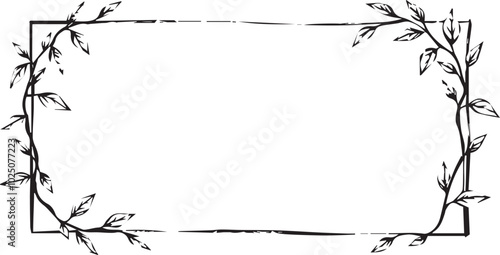 A simple black and white frame made of vines. 