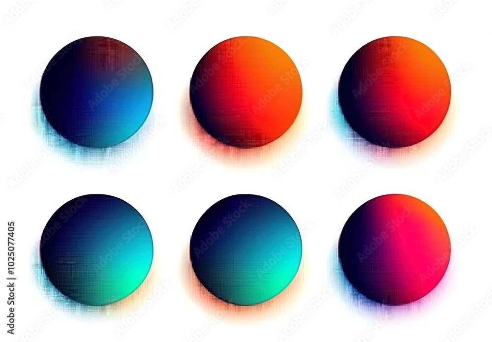Set of 6 Gradient Spheres with Vibrant Color Combinations - Perfect for UI Design, App Icons, or Decorative Elements Set of 6 Gradient Spheres with Vibrant Color Combinations - Perfect for UI Design, App Icons, or Decorative Elements