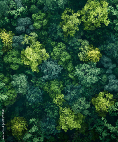 Aerial view of a lush green forest