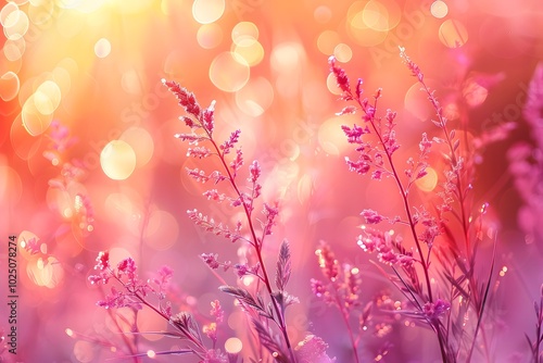 Enchanting Sunset Glow Over Delicate Wildflowers