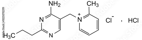 Chemical structure of amprolium hydrochloride for vetenary use, drug substance photo