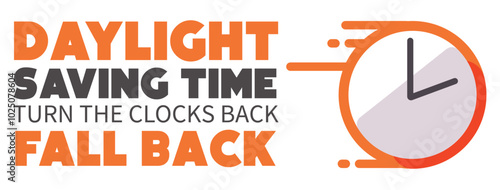 Daylight savings time Fall Back,  vectors change clock back one hour, Daylight Saving Time Ends web reminder banner. Clocks with arrow hand turning back an hour