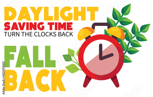 Daylight savings time Fall Back, change clock back one hour, Daylight Saving Time Ends web reminder banner. vector Clocks with arrow hand turning back an hour