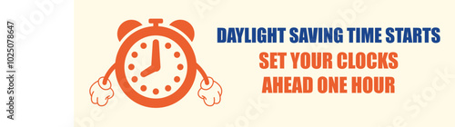 Daylight savings time Fall Back, change clock back one hour, Daylight Saving Time Ends web reminder banner. Clocks with arrow hand turning back an hour, white clear background