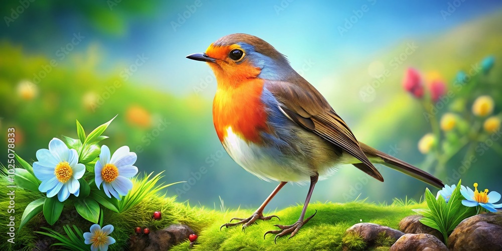 Charming Robin Cartoon Bird Illustration Perfect for Kids' Books, Educational Materials, and Nature-Themed Designs Charming Robin Cartoon Bird Illustration Perfect for Kids' Books, Educational Materials, and Nature-Themed Designs