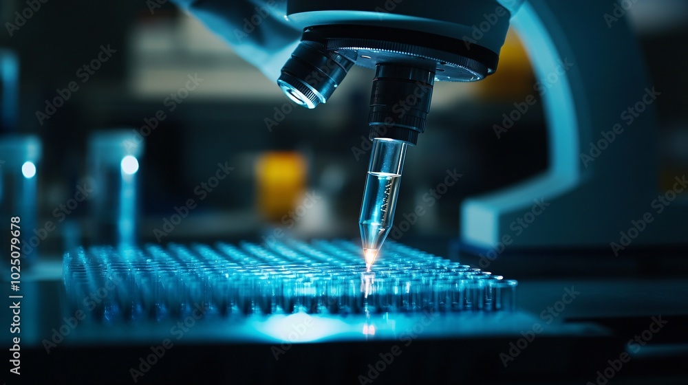 Close-up of a gene editing tool, such as CRISPR, in use by a researcher in a high-tech lab Close-up of a gene editing tool, such as CRISPR, in use by a researcher in a high-tech lab