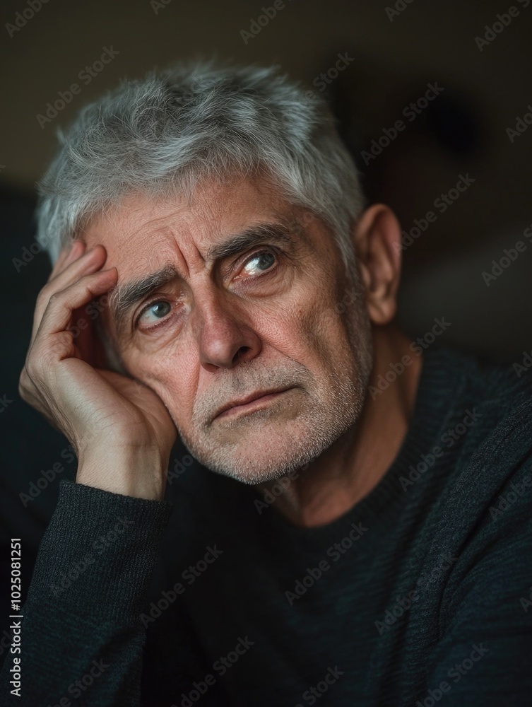 Contemplative Gentleman with Hand on Forehead Contemplative Gentleman with Hand on Forehead