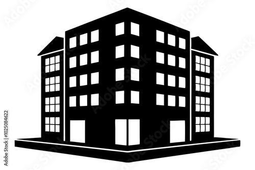 Apartment Building Silhouettes vector | vector silhouette illustration on white background