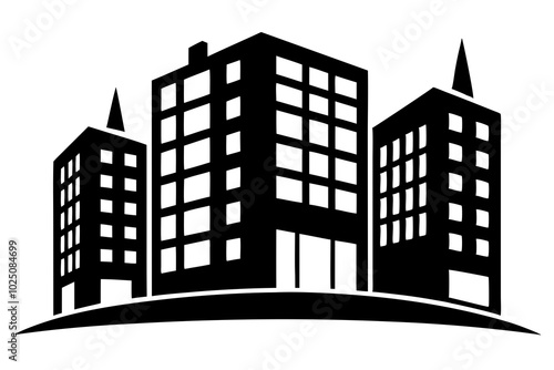 Apartment Building Silhouettes vector | vector silhouette illustration on white background