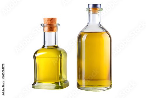 Empty bottle and bottle with oil minimalistic decorative illustration