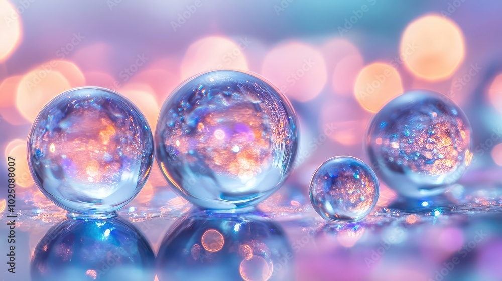 An abstract shot of glass microspheres under magnification, showcasing their smooth surfaces and the way light refracts around them An abstract shot of glass microspheres under magnification, showcasing their smooth surfaces and the way light refracts around them