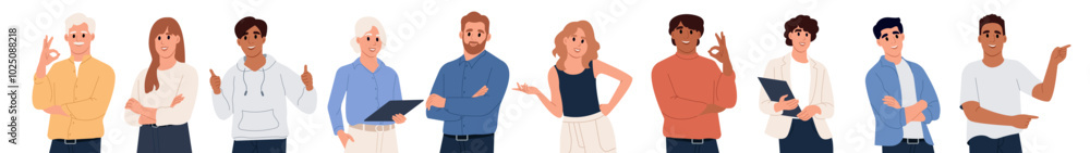 Set of happy business people. People employees, office workers, entrepreneurs. Vector flat illustration isolated on white background Set of happy business people. People employees, office workers, entrepreneurs. Vector flat illustration isolated on white background