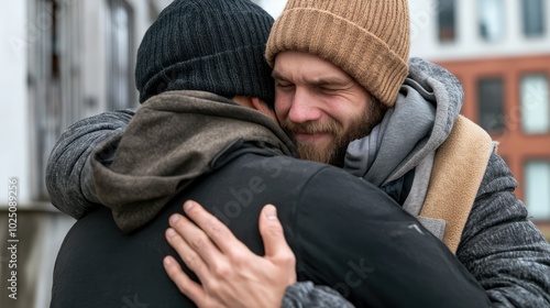 Compassionate Embrace Between Volunteers and Individuals