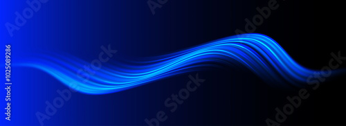 Blue futuristic glowing gradient wave. Technology and inovation. 3D curved lines background.