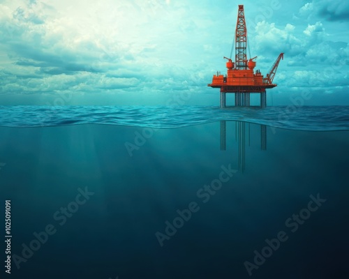 Ocean drilling rigs using 3D seismic imaging to map underwater geology, improving drilling accuracy and efficiency