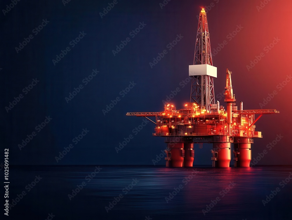 Obraz premium Advanced drilling rigs with AI-based weather prediction systems, adjusting operations based on ocean conditions