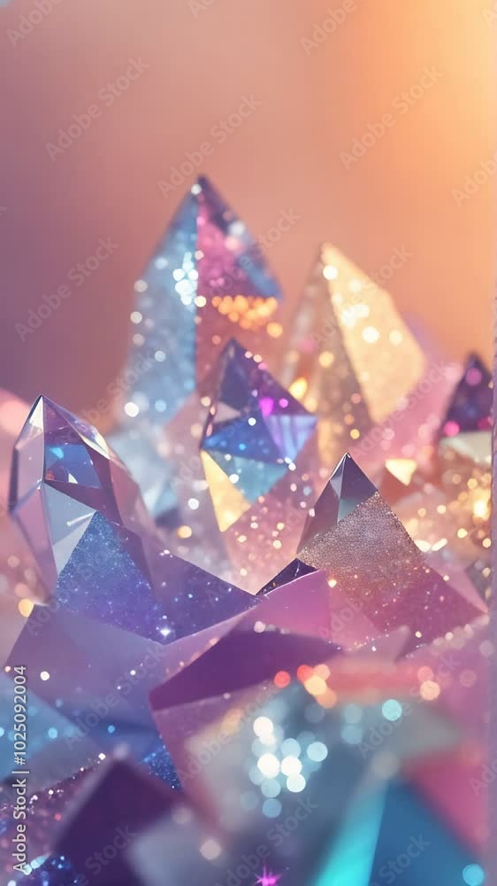 Abstract crystal formations in vibrant pink and orange lighting, reflecting light and color, symbolizing elegance, beauty, and modern design. Abstract crystal formations in vibrant pink and orange lighting, reflecting light and color, symbolizing elegance, beauty, and modern design.