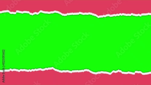 Wallpaper Mural Red torn paper with ragged edges on green screen. 4K resolution animation with chroma key and empty space for your design. Torontodigital.ca