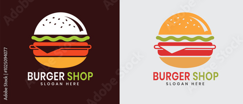 Vector burger shop logo template vector illustration of fast food logotype