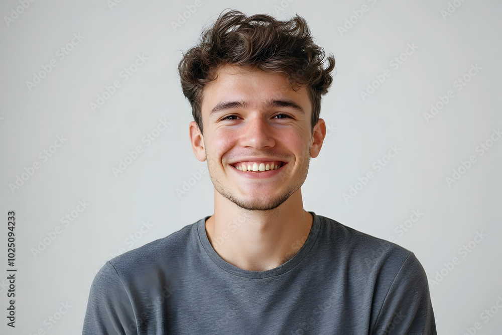 Happy young man smiling, isolated on a neutral backdrop Happy young man smiling, isolated on a neutral backdrop