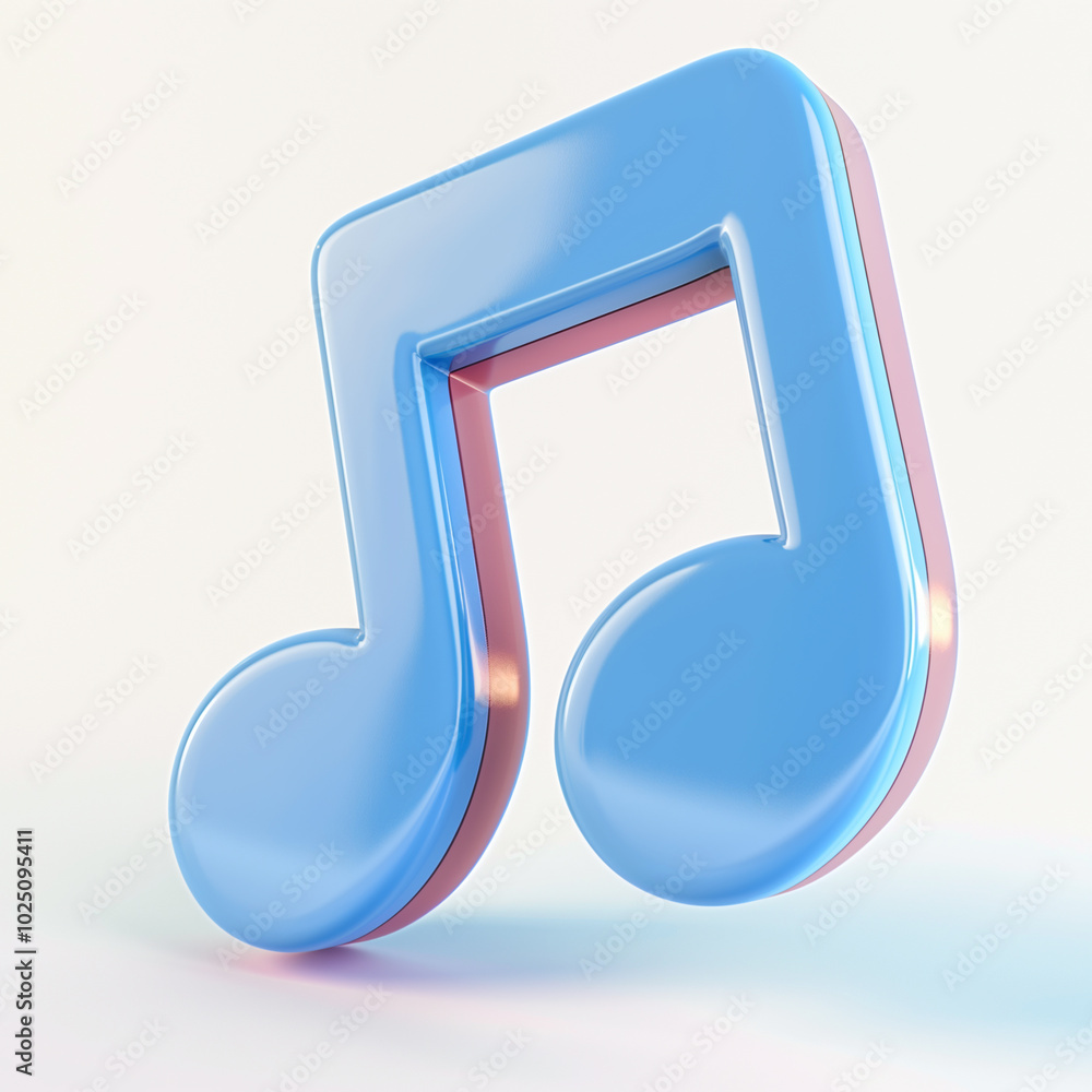 Glossy 3D Blue and Pink Music Note Icon Isolated on White, Symbol of Melody and Sound Illustration. Glossy 3D Blue and Pink Music Note Icon Isolated on White, Symbol of Melody and Sound Illustration.