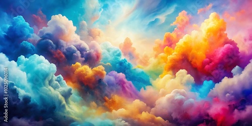 Colorful Cloud Abstract Watercolor Background for Artistic Designs, Prints, and Creative Projects with Vibrant Hues and