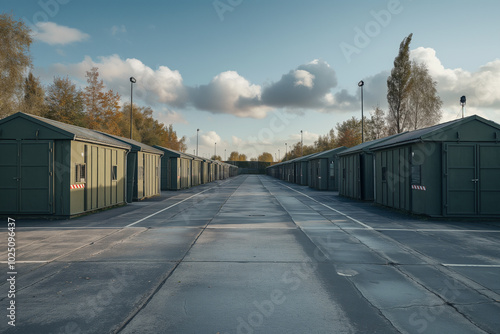 Minimalist architecture of military barracks photo