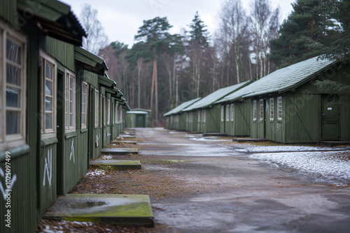 Functional minimalist military barracks with clean design photo