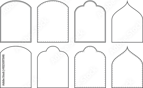 Vector set of geometrical arch frame for wedding invitation