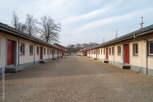 Modern military barracks with clean design and no personnel