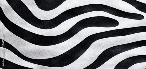 Elegant zebra fur pattern with striking black and white stripes, perfect for natural, exotic-themed designs